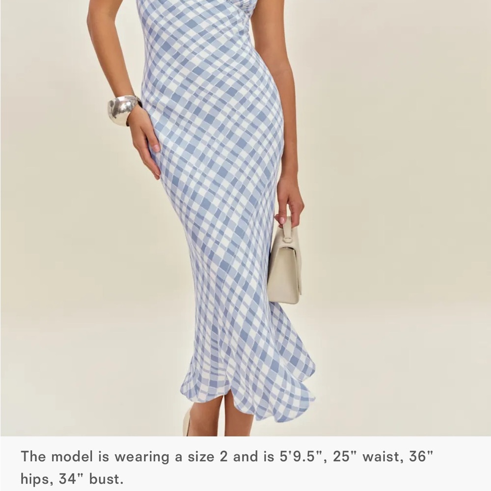 Reformation Blue and White Checkered Maxi Dress